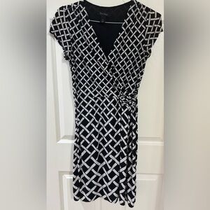 White House Black Market Black and White Geometric Midi Dress